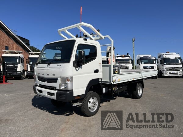 2023 MITSUBISHI FUSO FGB71ER6SFBC 4X4 5 SPEED TRAY TOP TRUCK WITH KEVREK CRANE