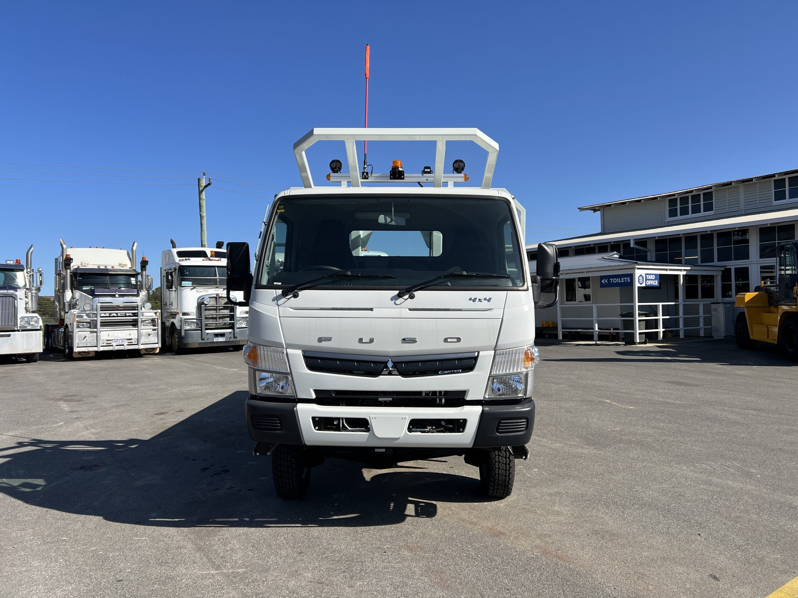 2023 MITSUBISHI FUSO FGB71ER6SFBC 4X4 5 SPEED TRAY TOP TRUCK WITH KEVREK CRANE