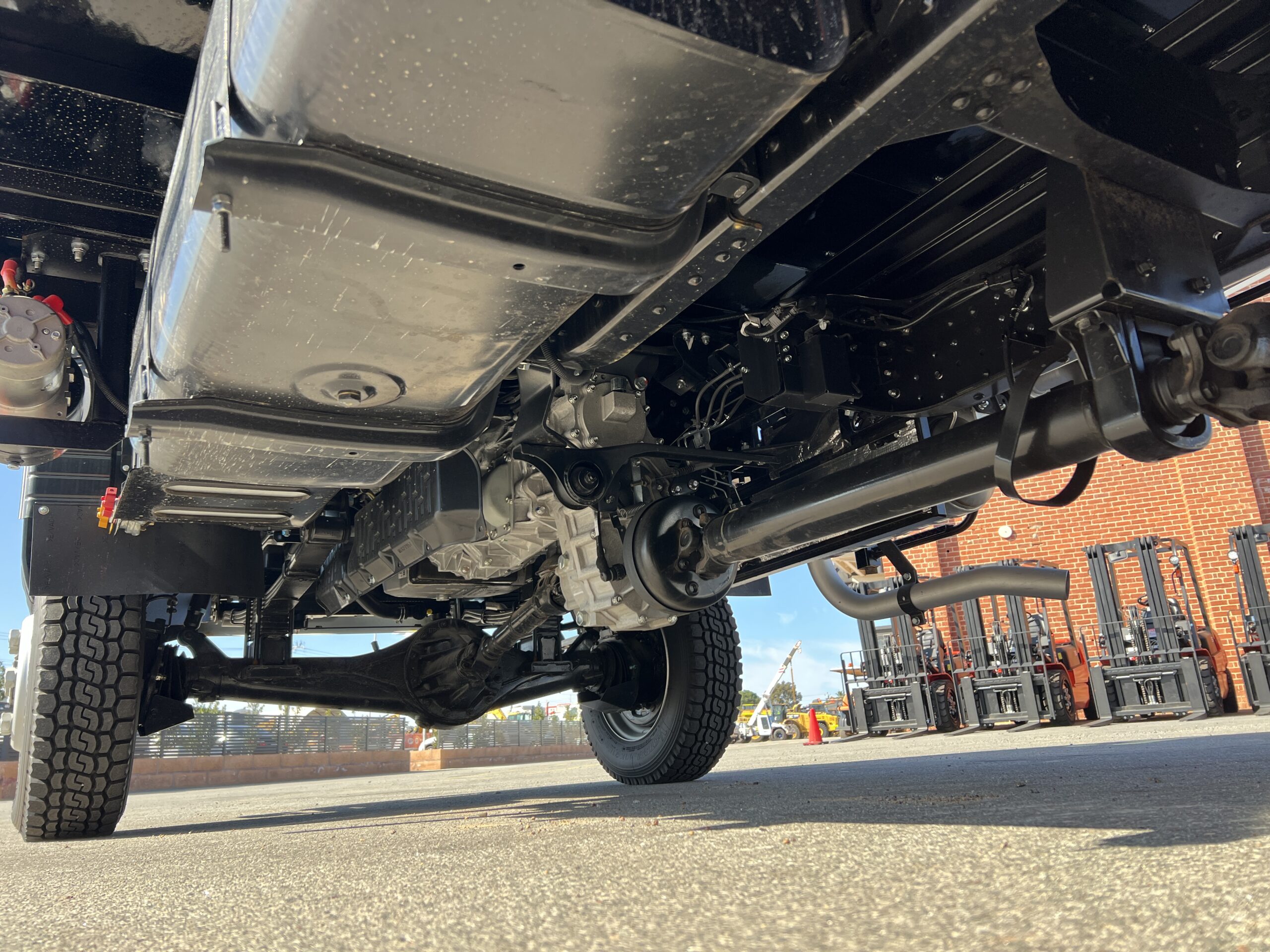 2023 MITSUBISHI FUSO FGB71ER6SFBC 4X4 5 SPEED TRAY TOP TRUCK WITH KEVREK CRANE